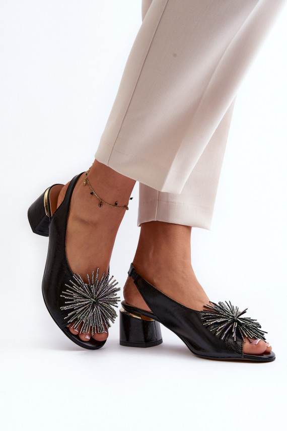 Leather Sandals On Triangle Heel Laura Messi 2595 Brown