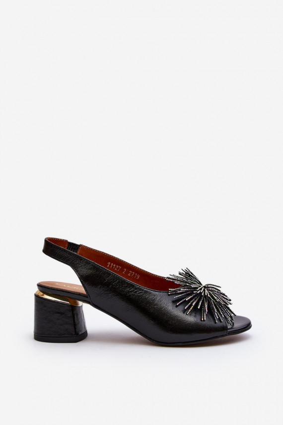 Leather Sandals On Triangle Heel Laura Messi 2595 Brown