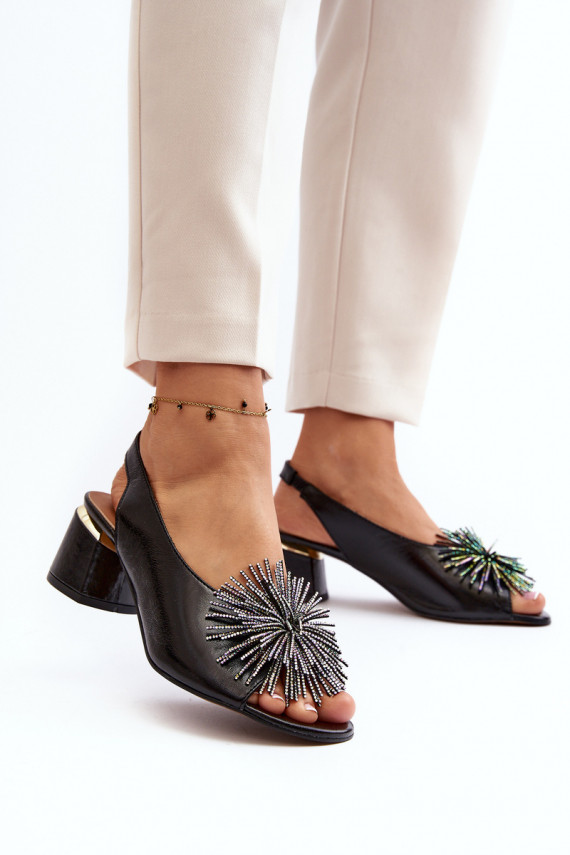 Leather Sandals On Triangle Heel Laura Messi 2595 Brown