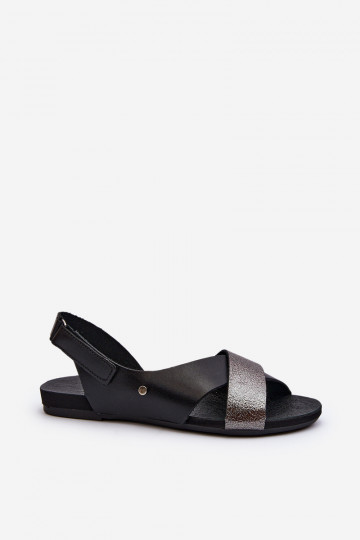 Zazoo 40141 Leather Sandals with Velcro Black 2