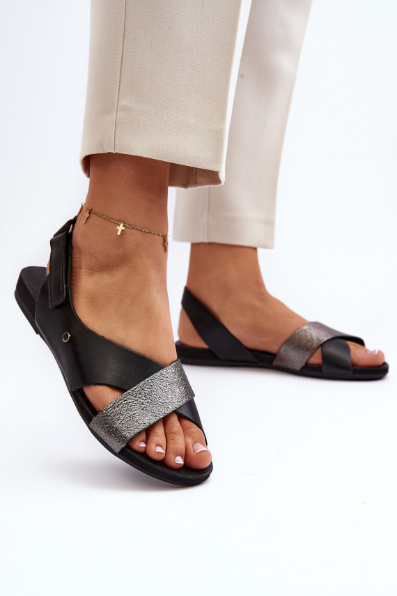 Zazoo 40141 Leather Sandals with Velcro Black