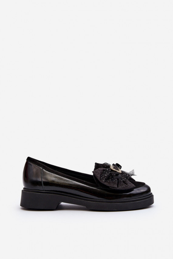 Women's Patent Loafers With Bow Laura Messi 2786 Black