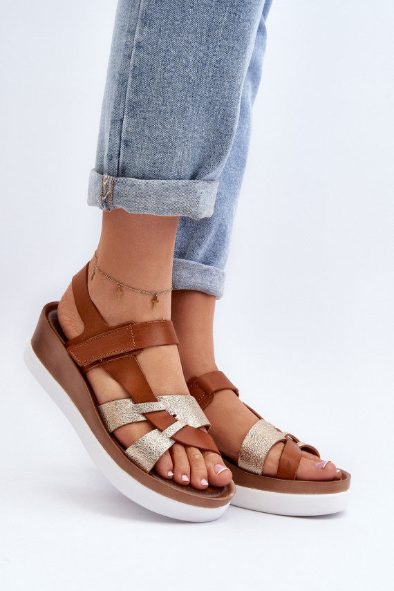 Zazoo 40397 Women's Leather Platform Sandals Brown