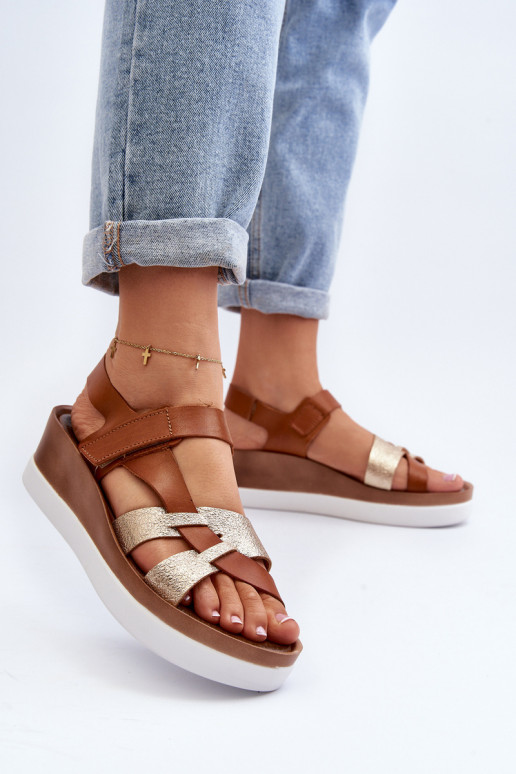 Zazoo 40397 Women's Leather Platform Sandals Brown