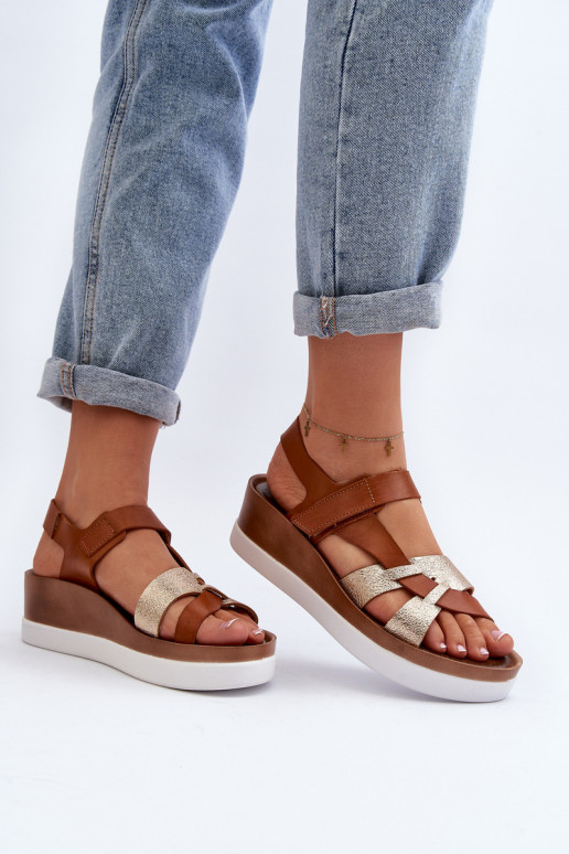 Zazoo 40397 Women's Leather Platform Sandals Brown