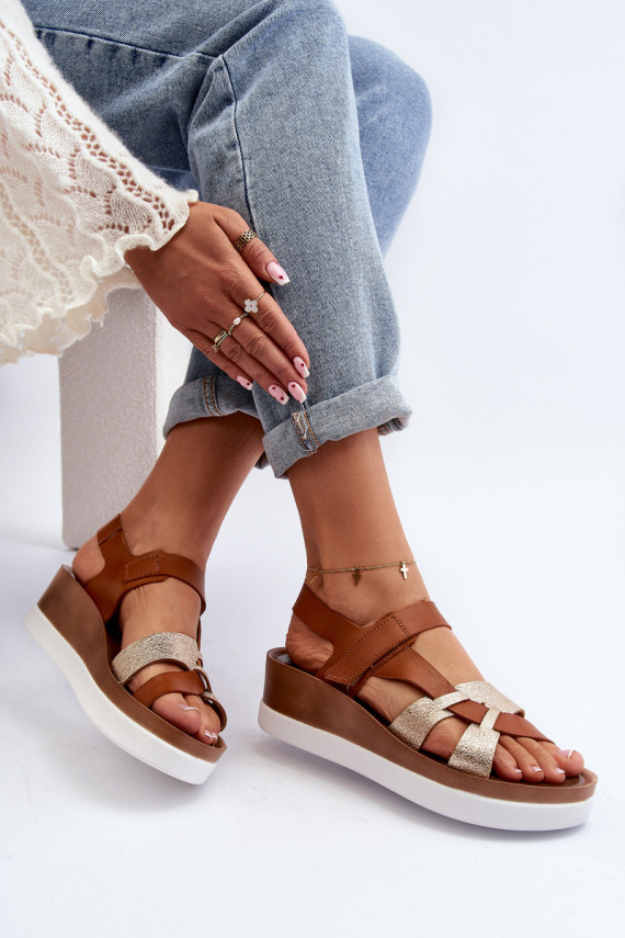 Zazoo 40397 Women's Leather Platform Sandals Brown