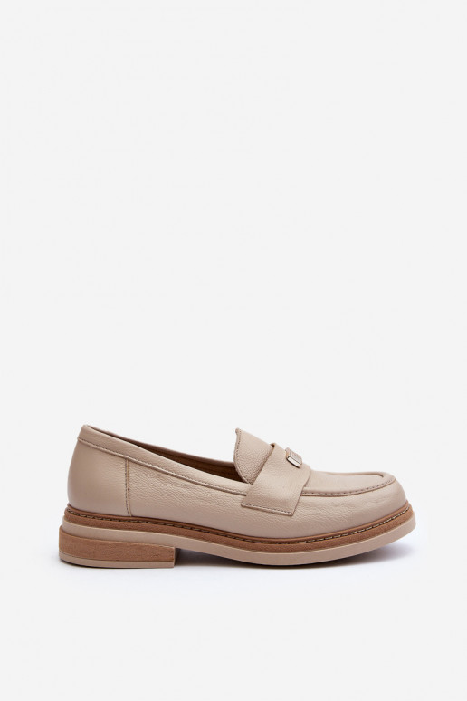 Zazoo 20165 Women's Leather Moccasins Beige