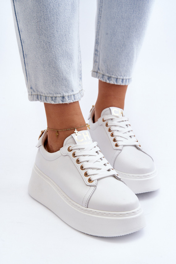 Women's Leather Platform Sneakers CheBello 4367 White