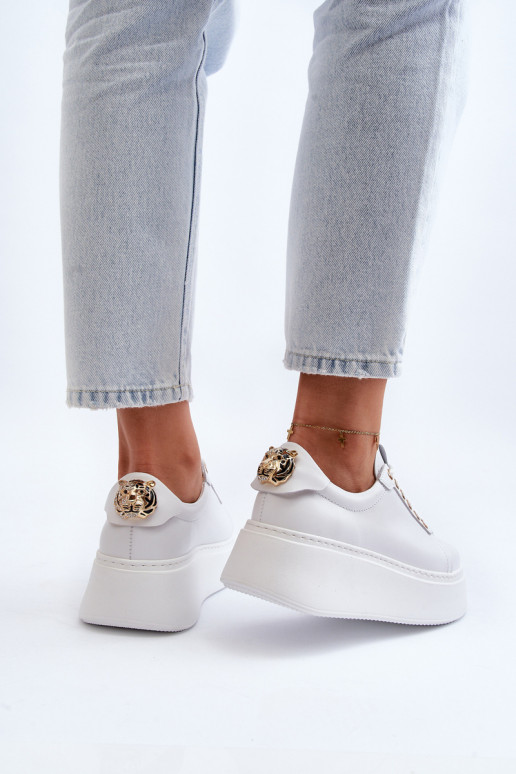 Women's Leather Platform Sneakers CheBello 4367 White