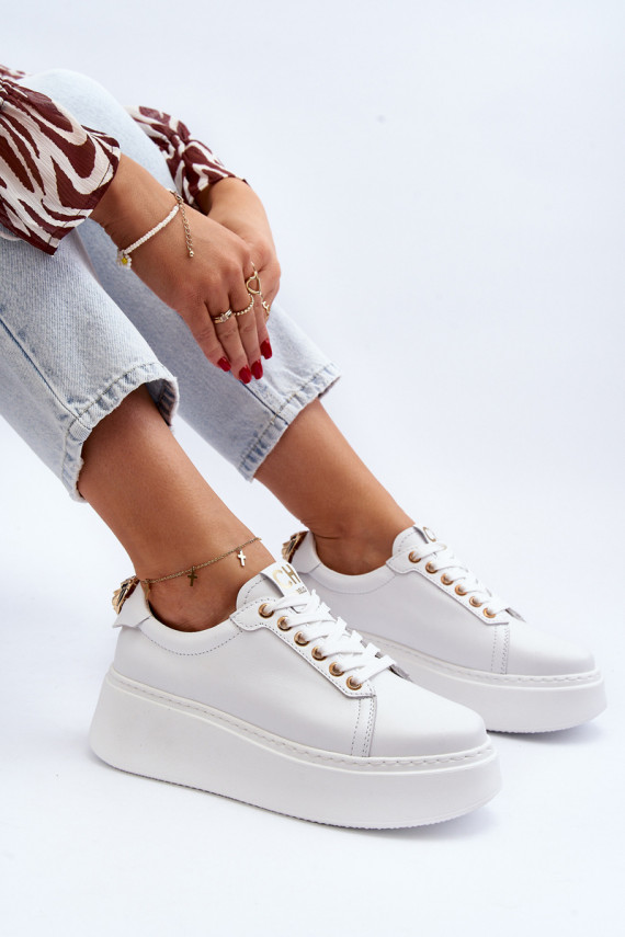 Women's Leather Platform Sneakers CheBello 4367 White