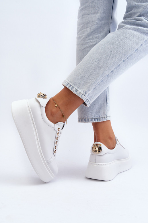 Women's Leather Platform Sneakers CheBello 4367 White