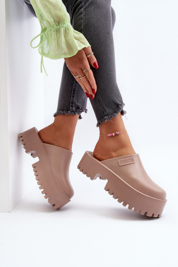 Women's Slides on Chunky Sole Big Star NN274015 White