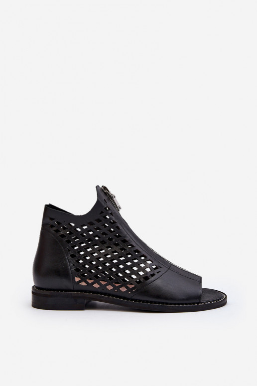 Zazoo 977/L Leather Cutout Sandals with Zip
