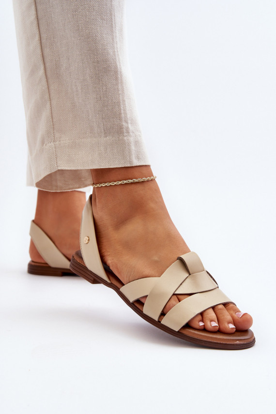 Zazoo 40185 Comfortable Leather Slip-On Sandals Brown