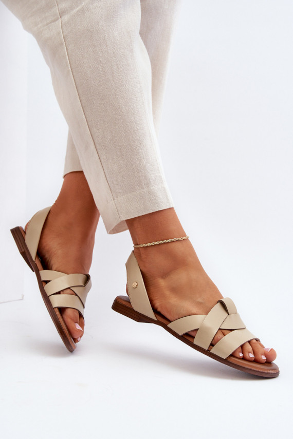 Zazoo 40185 Comfortable Leather Slip-On Sandals Brown