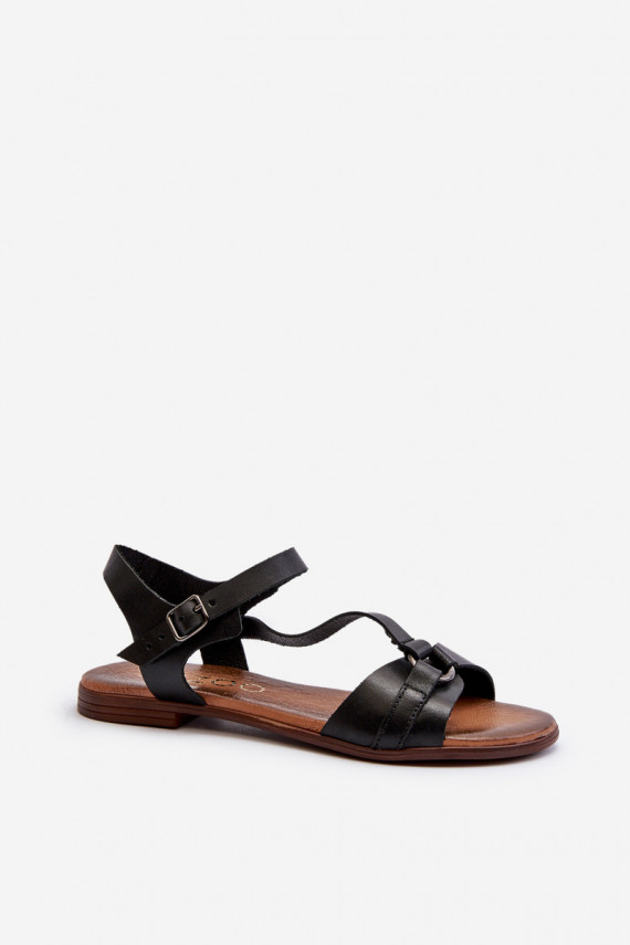 Zazoo 40182 Women's Black Leather Sandals