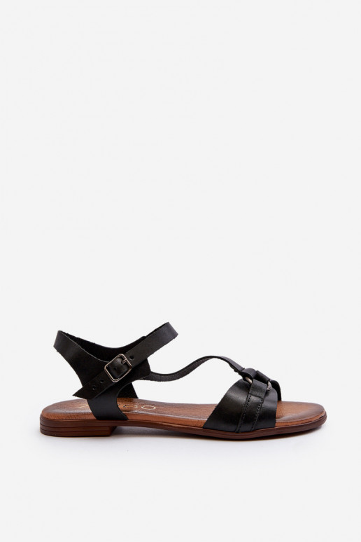 Zazoo 40182 Women's Black Leather Sandals