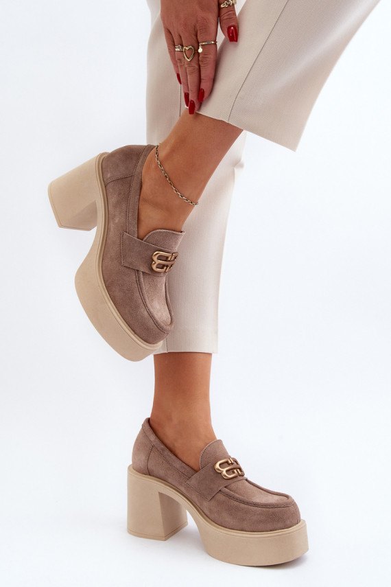 Zazoo 20170 Women's Suede Pumps Beige