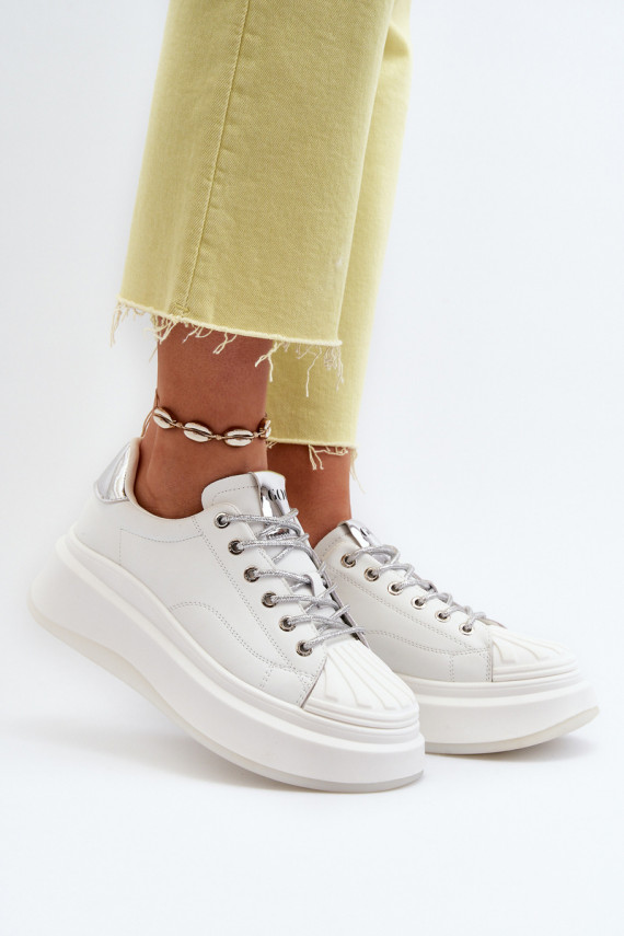 Women's Leather Platform Sneakers GOE NN2N4033 White