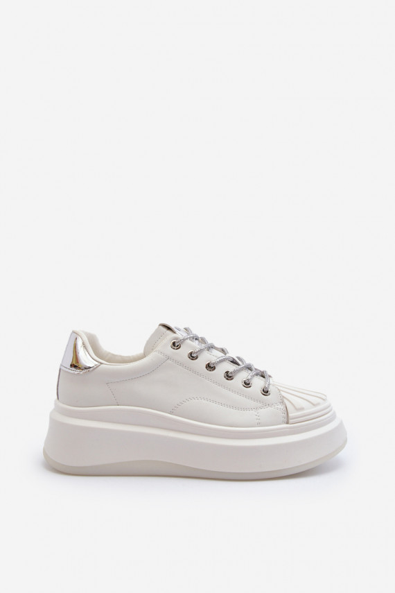 Women's Leather Platform Sneakers GOE NN2N4033 White