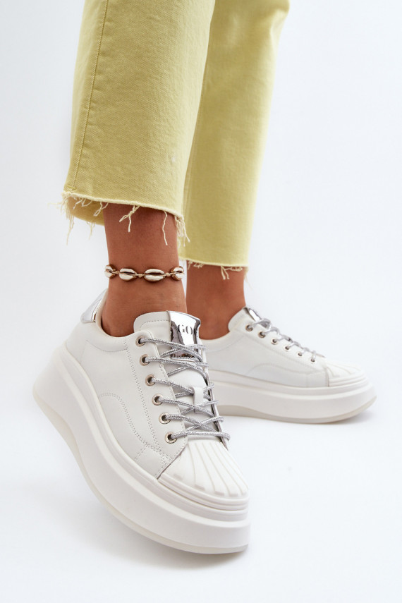 Women's Leather Platform Sneakers GOE NN2N4033 White