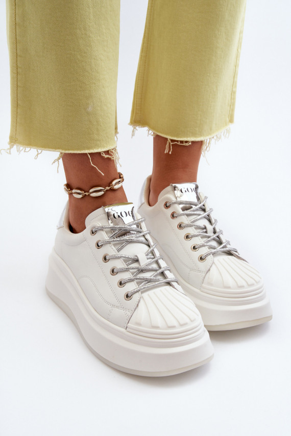 Women's Leather Platform Sneakers GOE NN2N4033 White