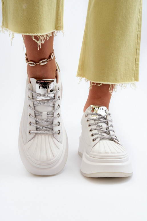 Women's Leather Platform Sneakers GOE NN2N4033 White