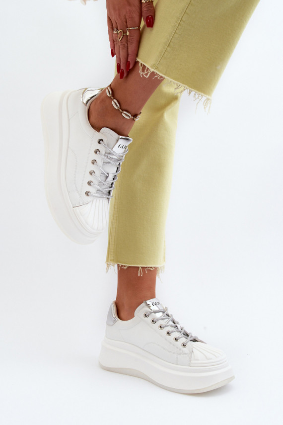 Women's Leather Platform Sneakers GOE NN2N4033 White