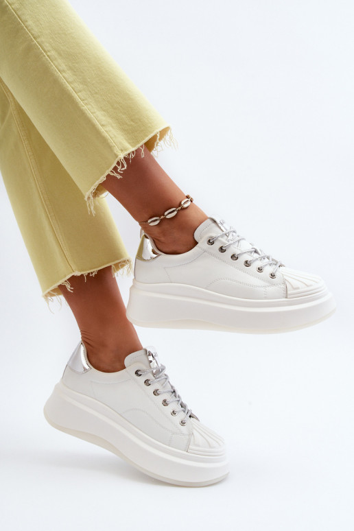 Women's Leather Platform Sneakers GOE NN2N4033 White