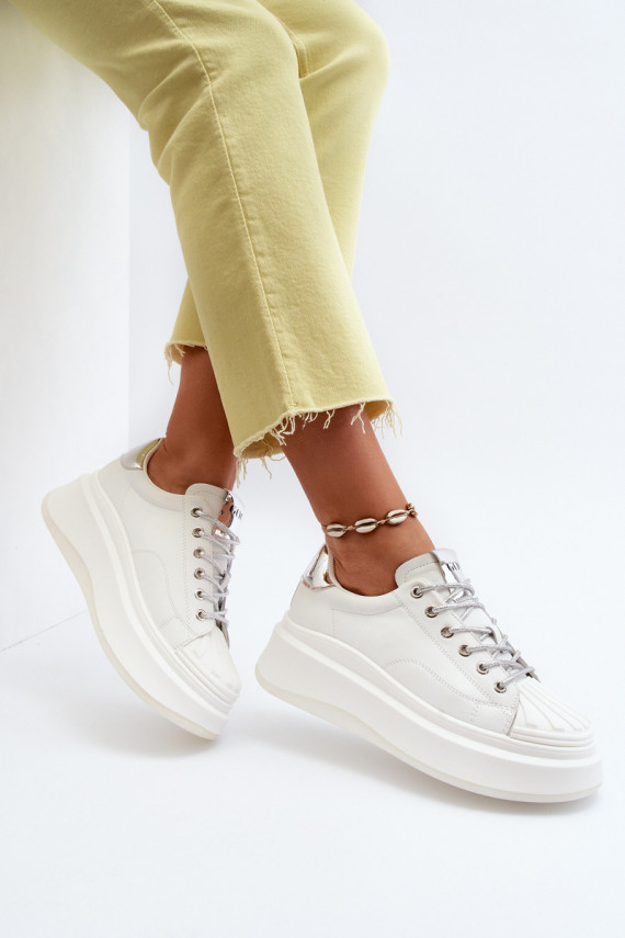 Women's Leather Platform Sneakers GOE NN2N4033 White