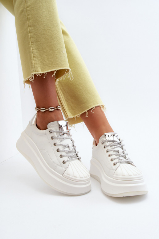 Women's Leather Platform Sneakers GOE NN2N4033 White
