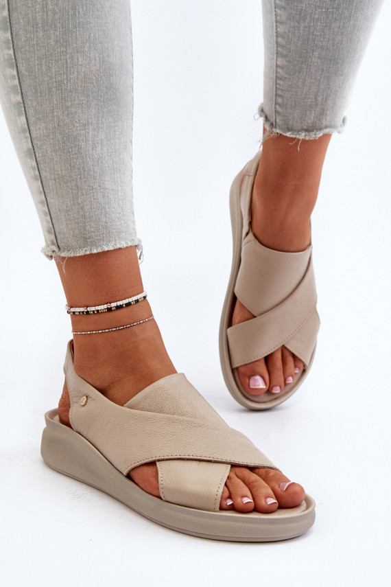 Leather Wedge Sandals Black Morgan