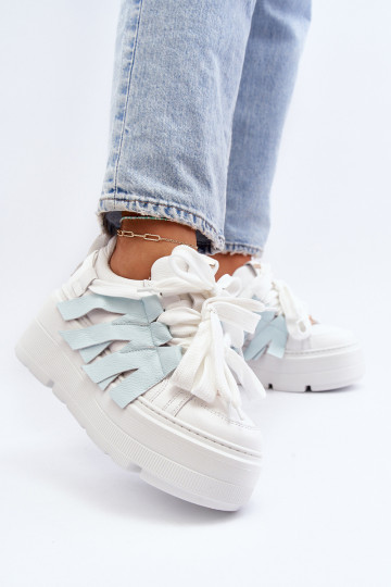 Blue Chunky Platform Sneakers Zazoo 2F-7033 2