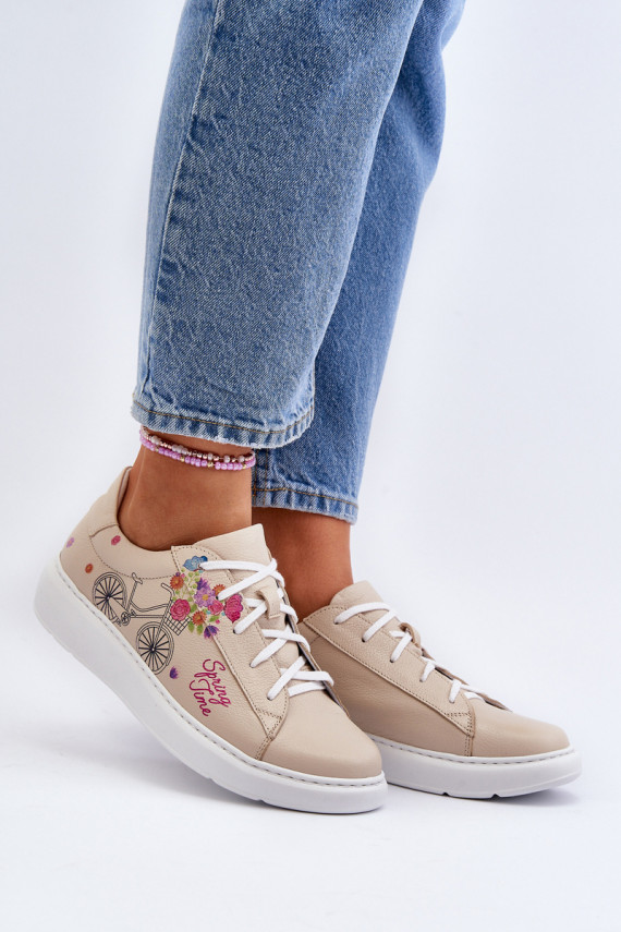 Women's Leather Sneakers Zazoo 024/TAMARA Beige