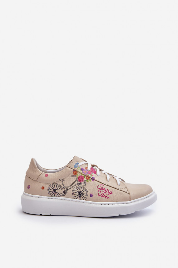 Women's Leather Sneakers Zazoo 024/TAMARA Beige