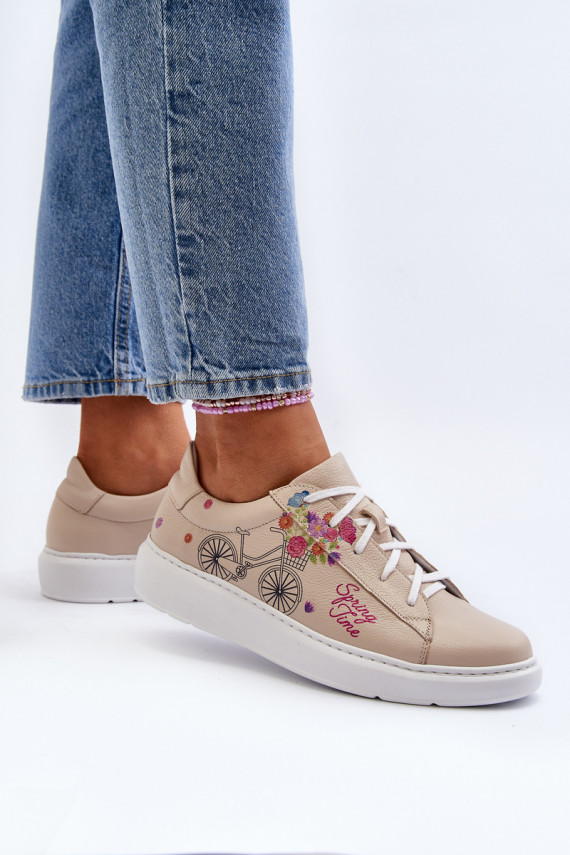 Women's Leather Sneakers Zazoo 024/TAMARA Beige