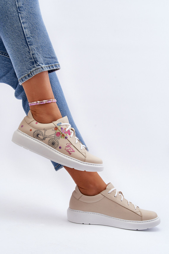 Women's Leather Sneakers Zazoo 024/TAMARA Beige