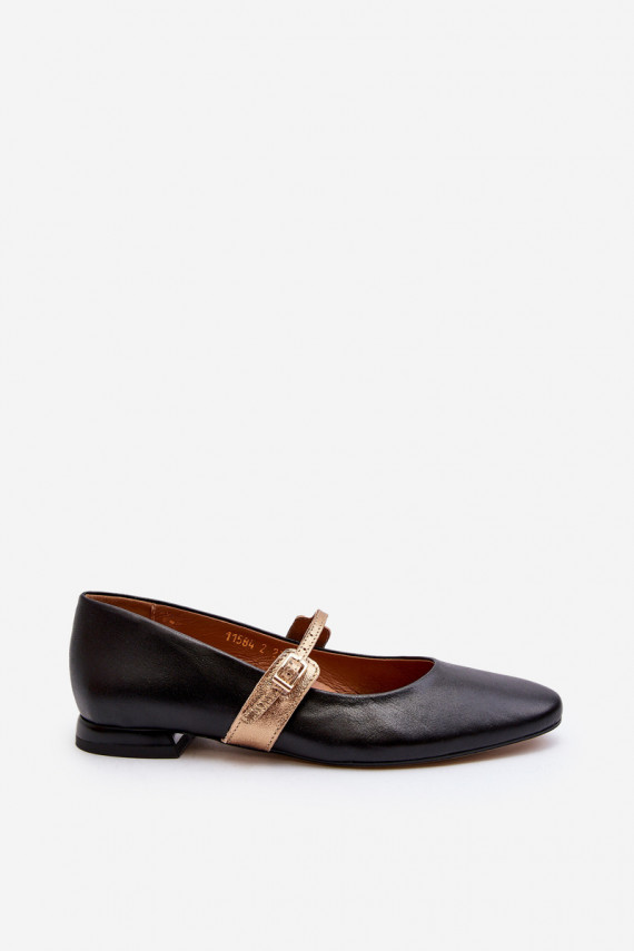 Women's Leather Ballerina Flats Laura Messi 2774 Black