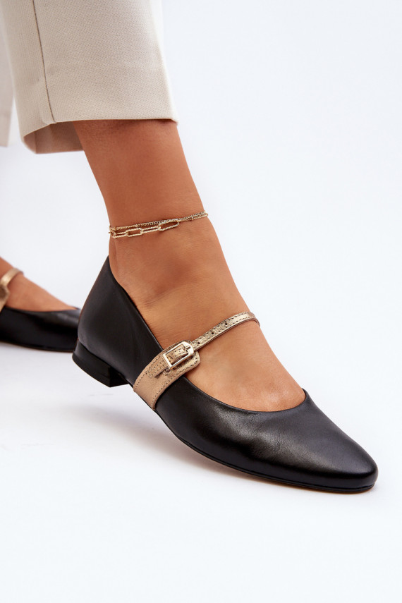 Women's Leather Ballerina Flats Laura Messi 2774 Black