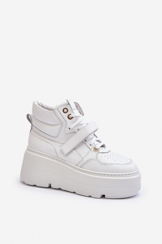 White Women's Leather Sneakers Zazoo 3450