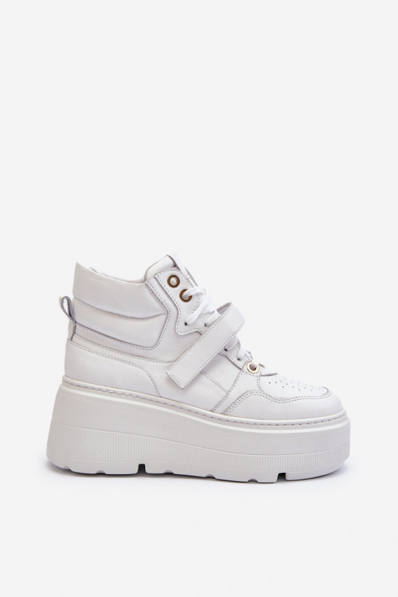 White Women's Leather Sneakers Zazoo 3450