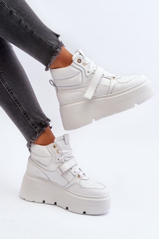 White Women's Leather Sneakers Zazoo 3450