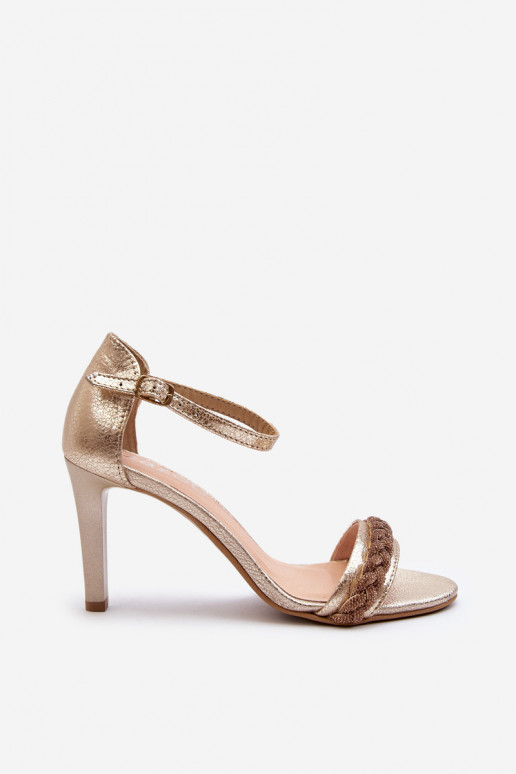Zazoo 3328/2 Women's Leather Sandals with Stiletto Heel Gold