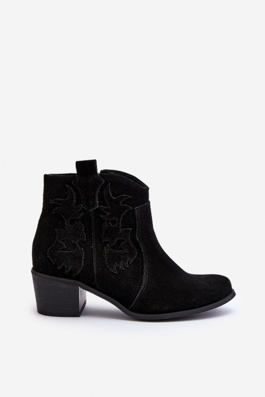 Zazoo 3426 Women's Suede Cowboy Boots Black