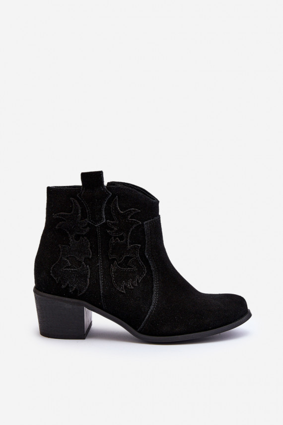 Zazoo 3426 Women's Suede Cowboy Boots Black