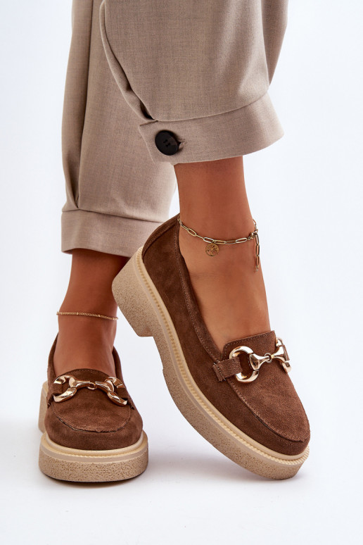 Zazoo 3429 Suede Women's Moccasins With Decoration Brown
