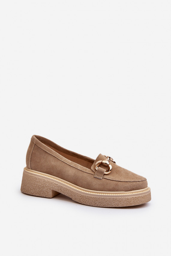 Zazoo 3429 Suede Women's Moccasins With Decoration Beige