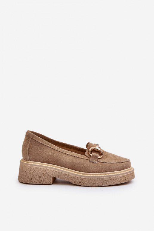 Zazoo 3429 Suede Women's Moccasins With Decoration Beige