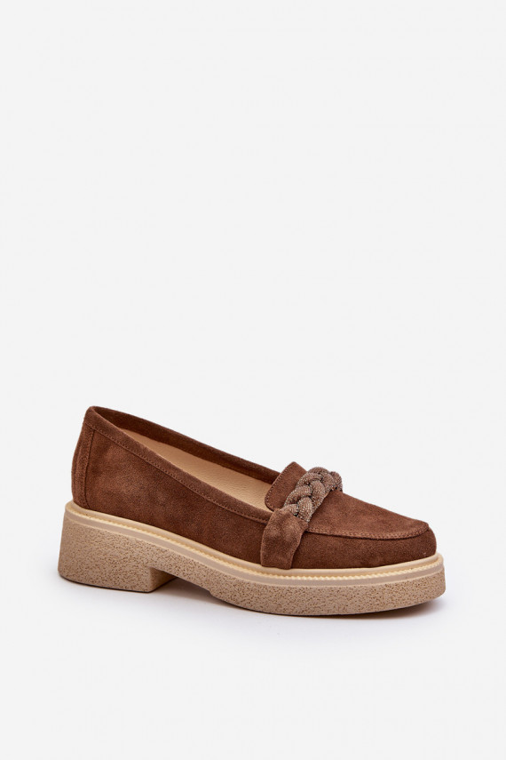 Zazoo 3429/W Women's Suede Moccasins With Decoration Brown