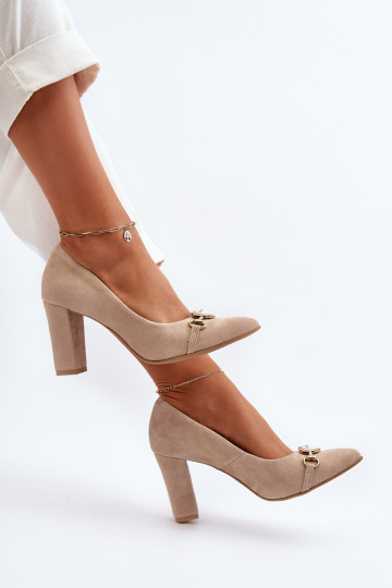 Zazoo 2453/OS Suede Pumps with Heart Cappuccino 2